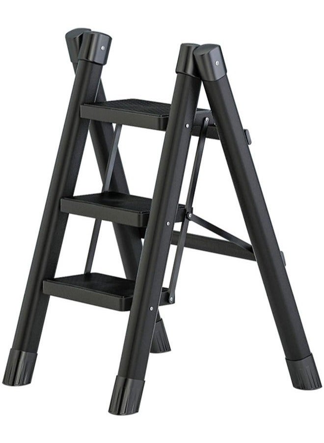 XiuWoo - Step Ladder 3 Steps Full Steel Folding Step Stool Sturdy Small Step Stool for Adults Closet Step Stool Ladder with Anti-Slip Wide Pedals Multi-use Kitchen Ladder for Home Bearing capacity 150kg - Image 1