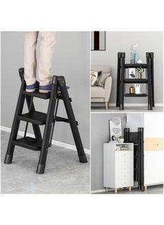 XiuWoo Step Ladder 3 Steps Full Steel Folding Step Stool Sturdy Small Step Stool for Adults Closet Step Stool Ladder with Anti-Slip Wide Pedals Multi-use Kitchen Ladder for Home Bearing capacity 150kg  - Image 4