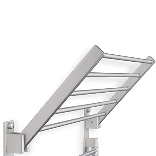 brightmaison BGT Wash Clothes Drying Rack Wall Mount Laundry Room Organizer with Hooks & Swing Arms, 17" Metal Laundry Rack Silver - Image 5