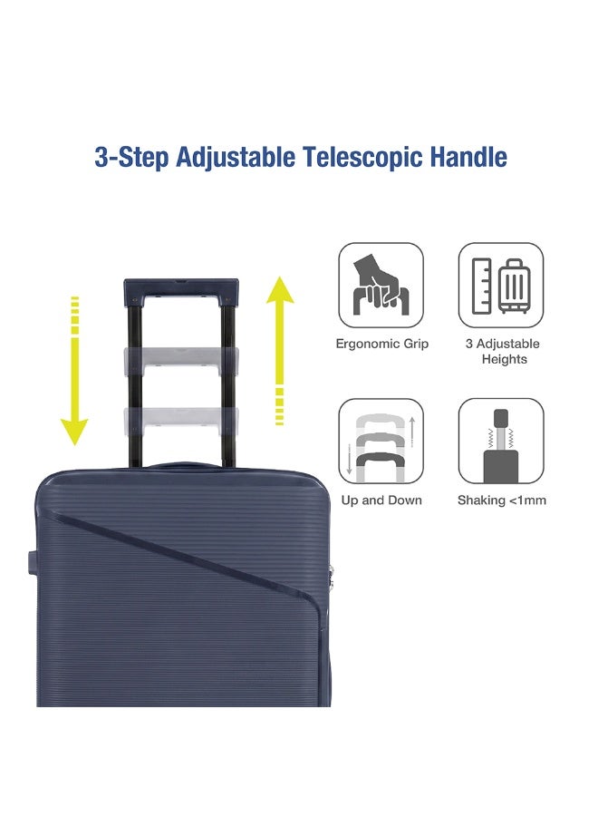 Eagle Express Cruiser Elite 3-Piece Hard Shell Luggage Set (20", 24", 28") - PP Material, Anti-Theft Zipper, 4 Spinner Wheels -Dark Greyh - 1 Year Warranty - Image 4