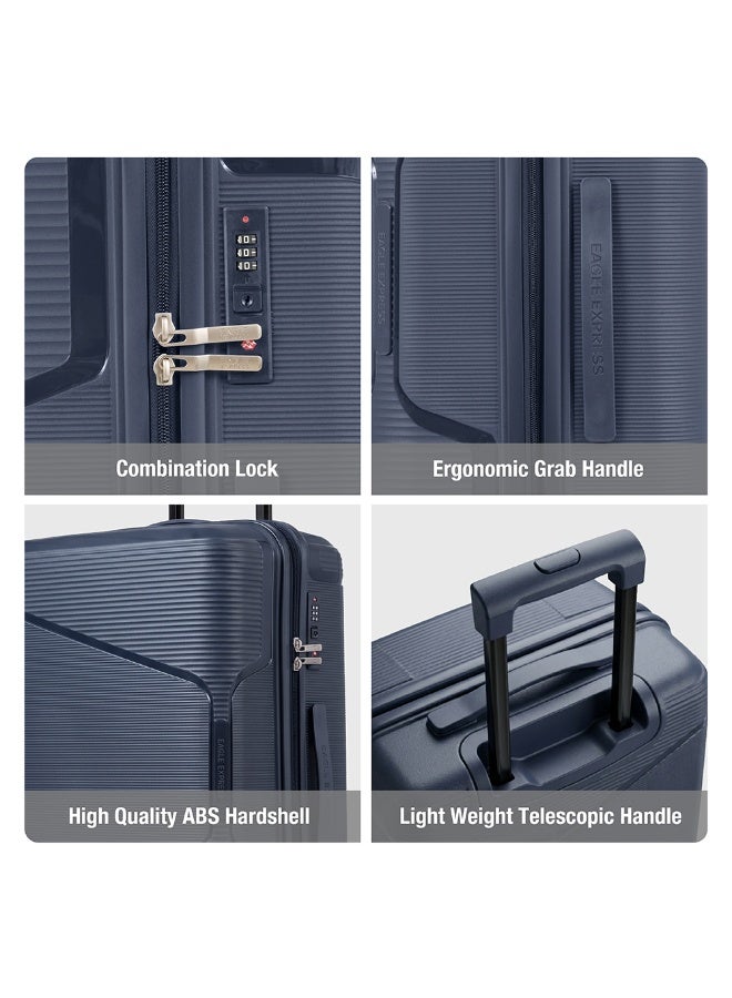 Eagle Express Cruiser Elite 3-Piece Hard Shell Luggage Set (20", 24", 28") - PP Material, Anti-Theft Zipper, 4 Spinner Wheels -Dark Greyh - 1 Year Warranty - Image 5