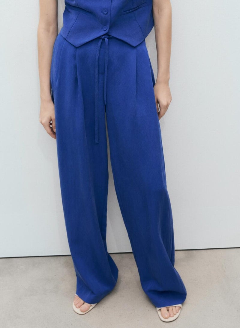 MANGO Lyocell Suit Trousers With Bow Belt  - Image 1