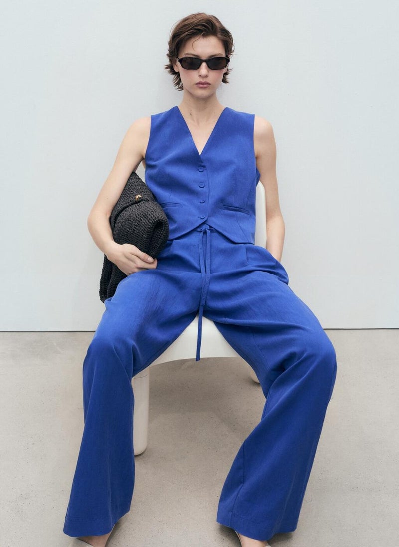MANGO Lyocell Suit Trousers With Bow Belt  - Image 3