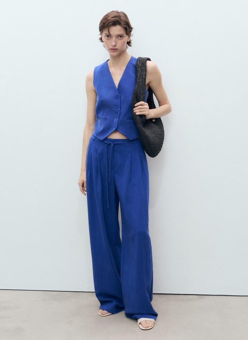 MANGO Lyocell Suit Trousers With Bow Belt  - Image 4