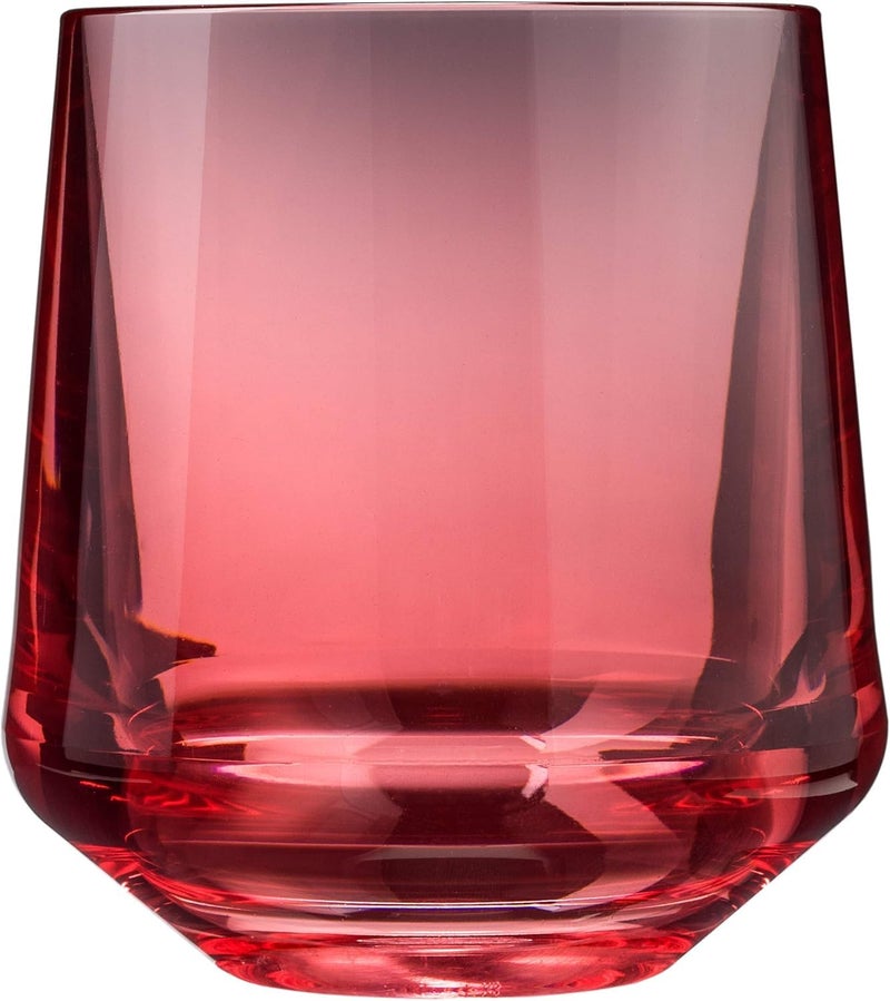 Drinique Unbreakable Stemless Wine Glasses Set of 4 12oz Tritan Plastic Stemless Glassware for Indoor or Outdoor Use  Red