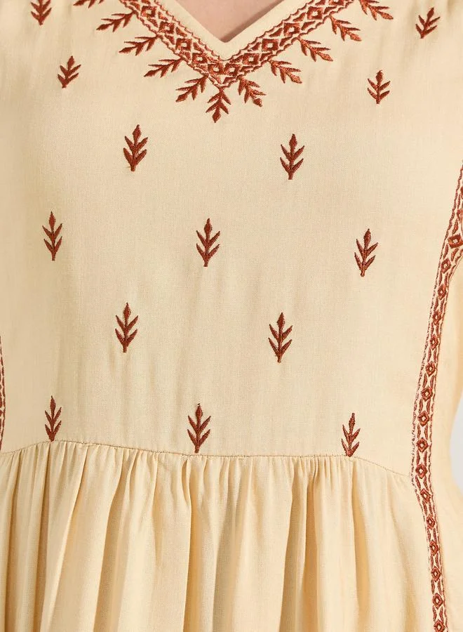 Styli Embroidered A-Line Dress