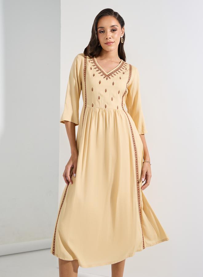 Styli Embroidered A-Line Dress - Image 2