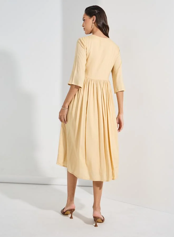 Styli Embroidered A-Line Dress