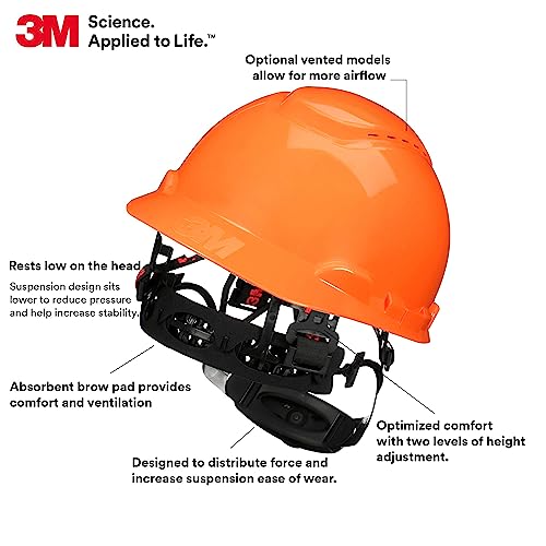 3M Hard Hat SecureFit H-706SFR-UV, Orange, Non-Vented Cap Style Safety Helmet with Uvicator Sensor, 4-Point Pressure Diffusion Ratchet Suspension, ANSI Z87.1 - Image 4