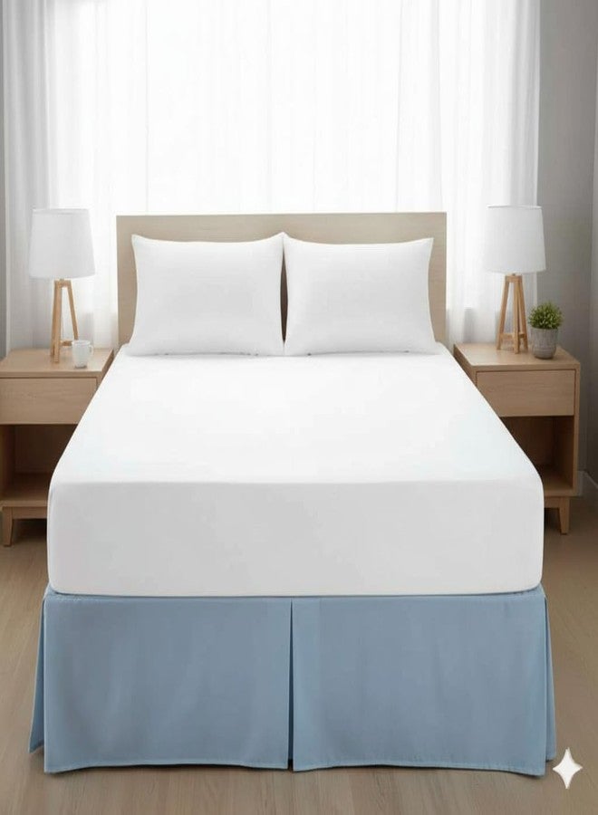 sheetsnthings Microfiber Bed Skirts (14 inch Drop) -King Size, Solid Blue- Pleated Tailored Bedskirts with Split Corners - Image 3
