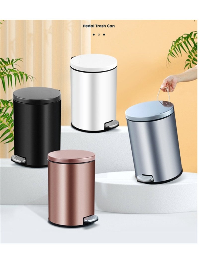 8L Trash Can, Brushed Stainless Steel Dustbin, Round Trash Bin With Soft-Close Foot Pedal, Smudge Resistant Dust Bin for Kitchen Bathroom Bedroom Living Room (8L-Rose Gold)  - Image 3