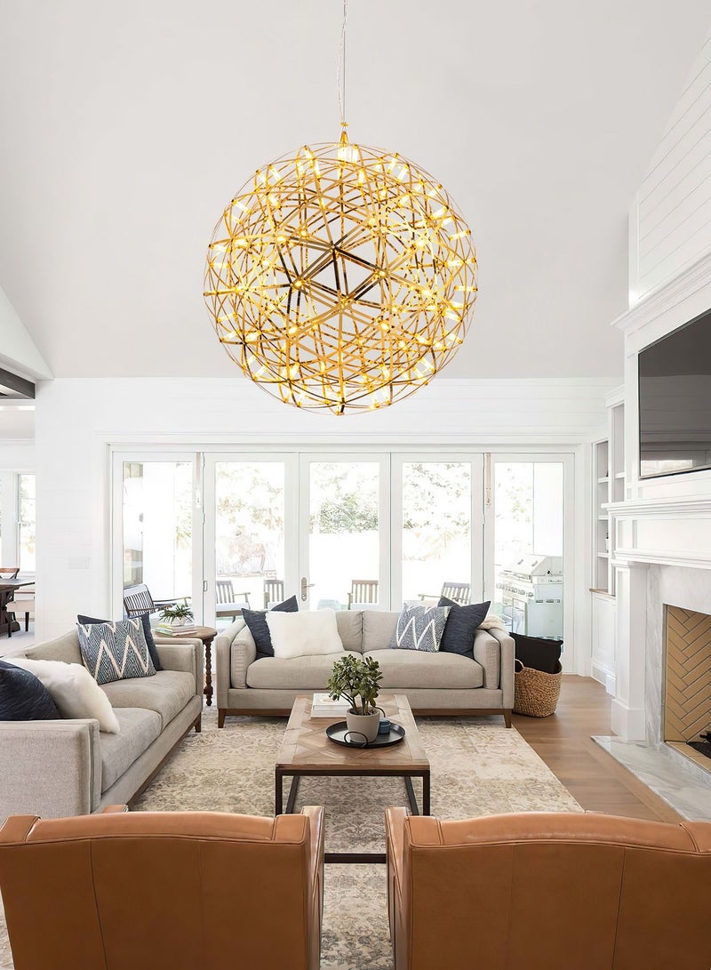 NEVEREND Elegant Italian Design Metal Gold Pendant Light LED Ball Chandelier - Image 1