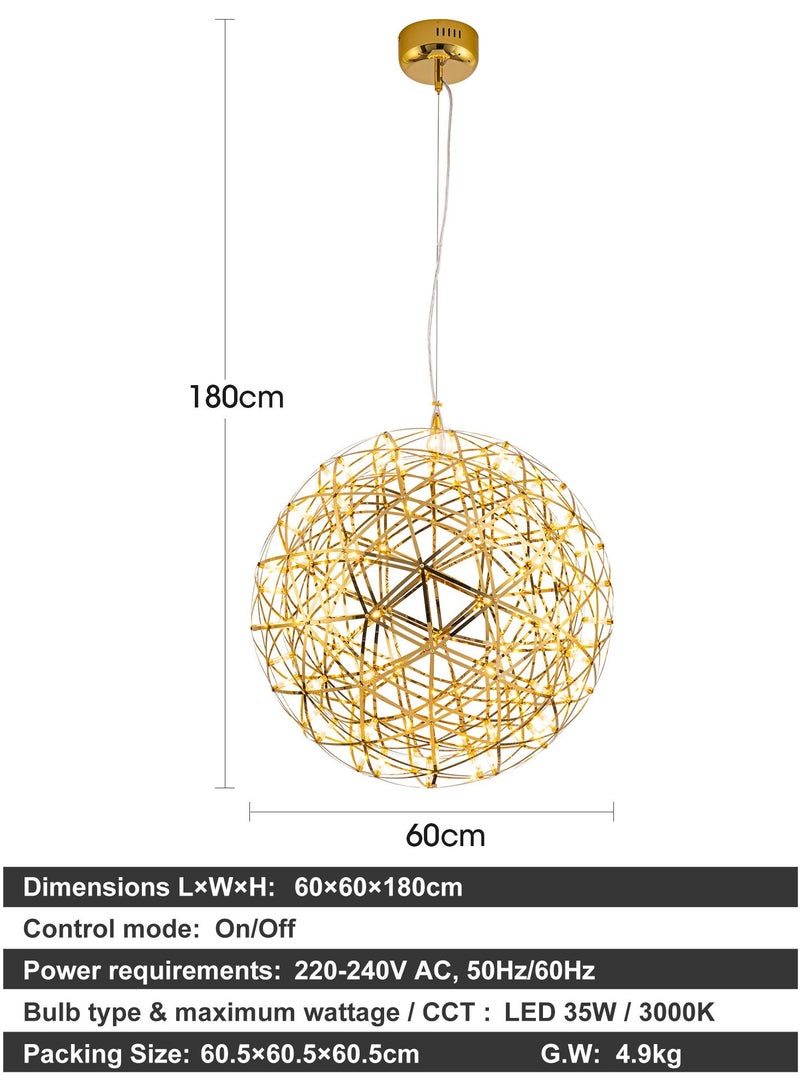 NEVEREND Elegant Italian Design Metal Gold Pendant Light LED Ball Chandelier - Image 2