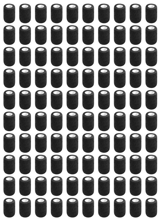 Allruyee 100 Rolls Self Adhesive Bandage Wrap 2 inch Cohesive Bandage Wrap Stretch Bandages Wraps Tape Black Elastic Self-Adherent Tape for Wrist Ankle Sports Swelling Sprains - Image 1
