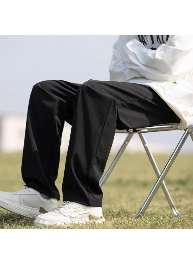 Wassup Sohot Men's Pants, Summer Lightweight Ice Silk Quick-dry Casual Trousers, Straight-leg Athletic Long Pants, Men's Clothing, Dark Gray, 4XL - Image 2