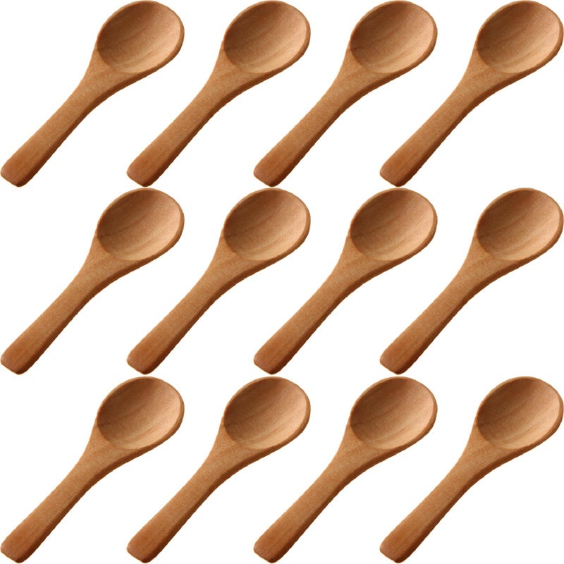 Boao 50 Pcs Small Wooden Spoons, 3.5'' L, Mini Wood Natural Tiny Spoons Wooden Little Teaspoons for Jars Sugar Creamer Honey Spices Salt Kitchen Supplies (Light Brown) - Image 1