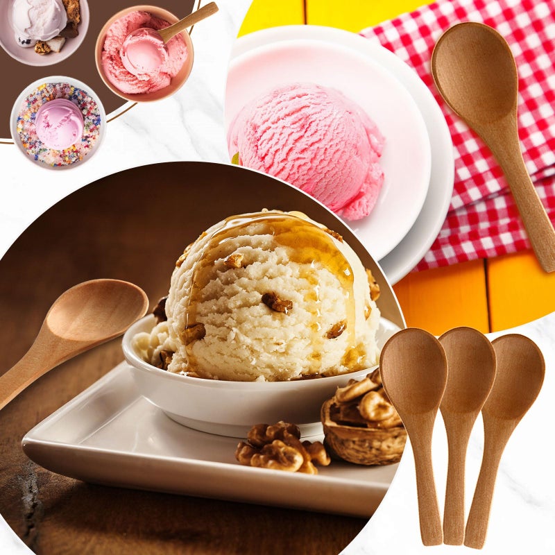 Boao 50 Pcs Small Wooden Spoons, 3.5'' L, Mini Wood Natural Tiny Spoons Wooden Little Teaspoons for Jars Sugar Creamer Honey Spices Salt Kitchen Supplies (Light Brown) - Image 5