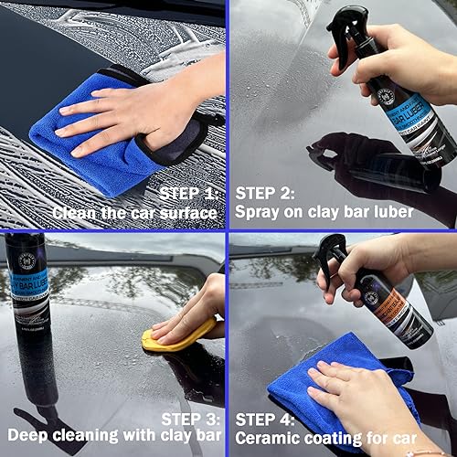 Wontolf Heavy Duty Car Clay Bar Auto Detailing Clay Luber Synthetic Lubricant Kit - Ceramic Coating Spray Ceramic Coating for Car - Maximum Gloss & Unsurpassed Slickness - Image 2