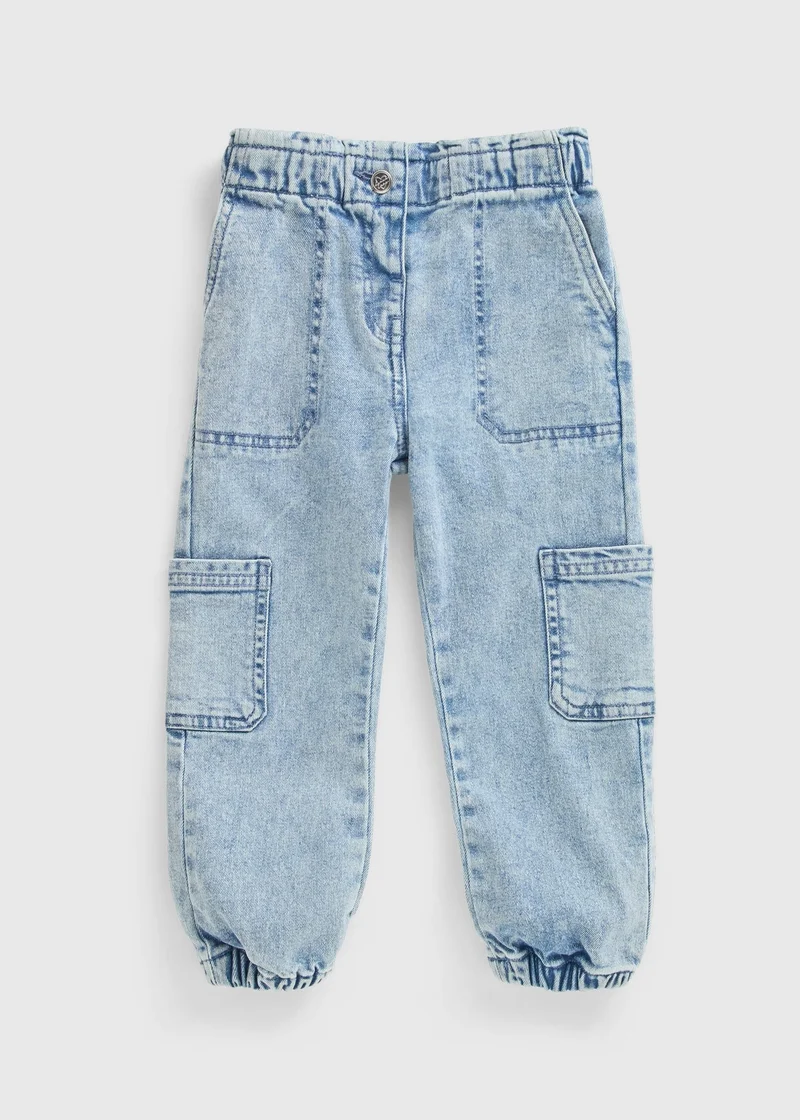 Matalan Girls Blue Washed Cargo Jeans