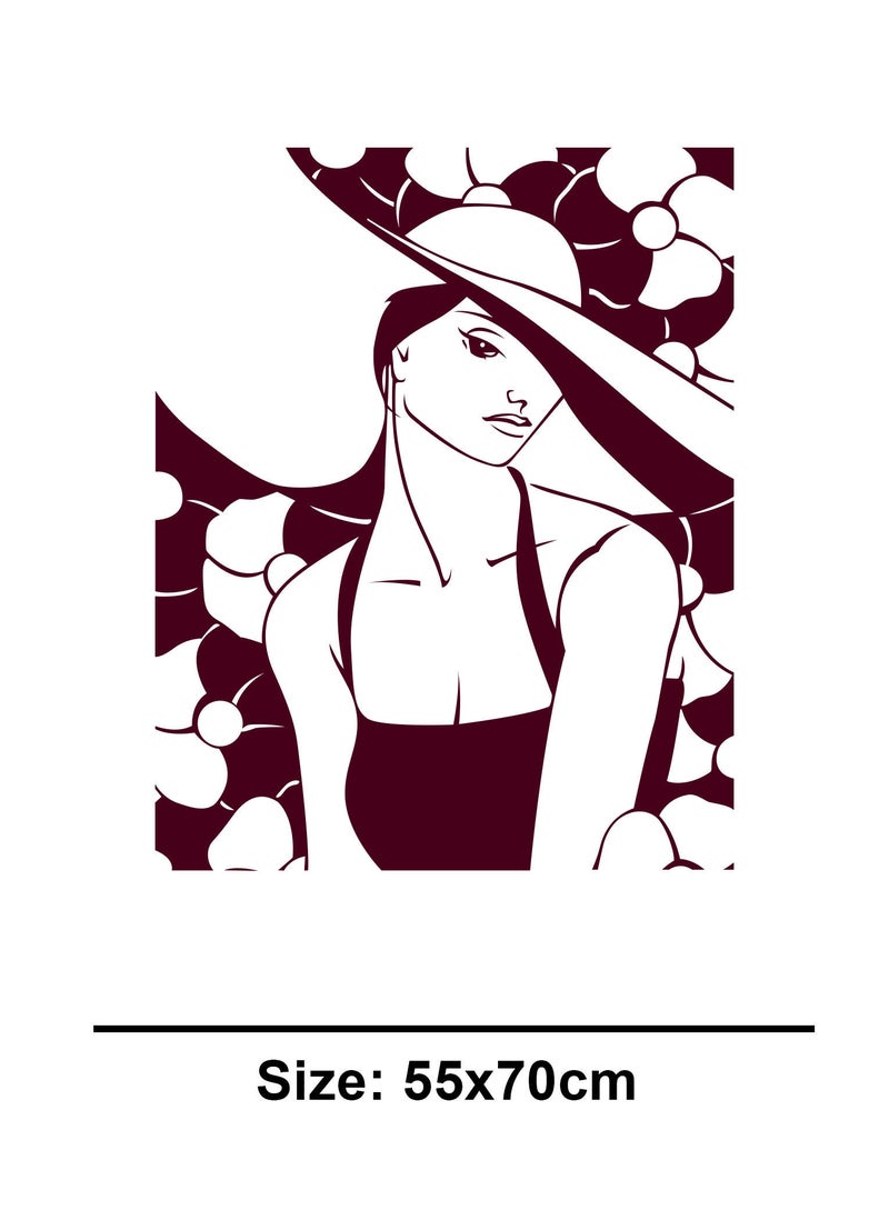 Spoil Your Wall Lady in Beach Hat Design  Wall Decal - Wall Arts Home Décor - Wall Sticker, 50x70 cm by Spoil Your Wall - Image 3