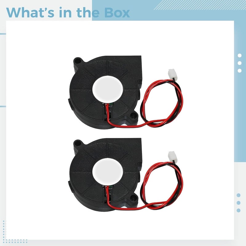 2 Pcs 12V 5015 Blower Fan, 3D Printer Fan with High-Speed 5015 Turbine, Heat Dissipation 7.5 X 5.5 X 2.4 in - Image 5