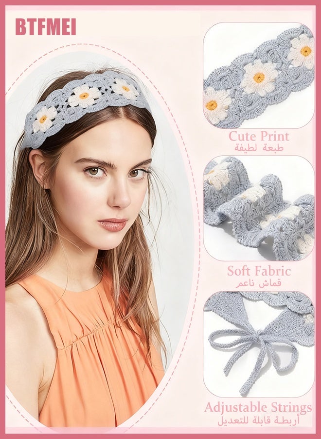 BTFMEI 4 Pack Knitted Hollow Floral Headbands for Women, Soft Stretch Hairbands, Non Slip Hair Accessories, MultiColour Set for Daily Wear, Party, Yoga, Work - Image 2