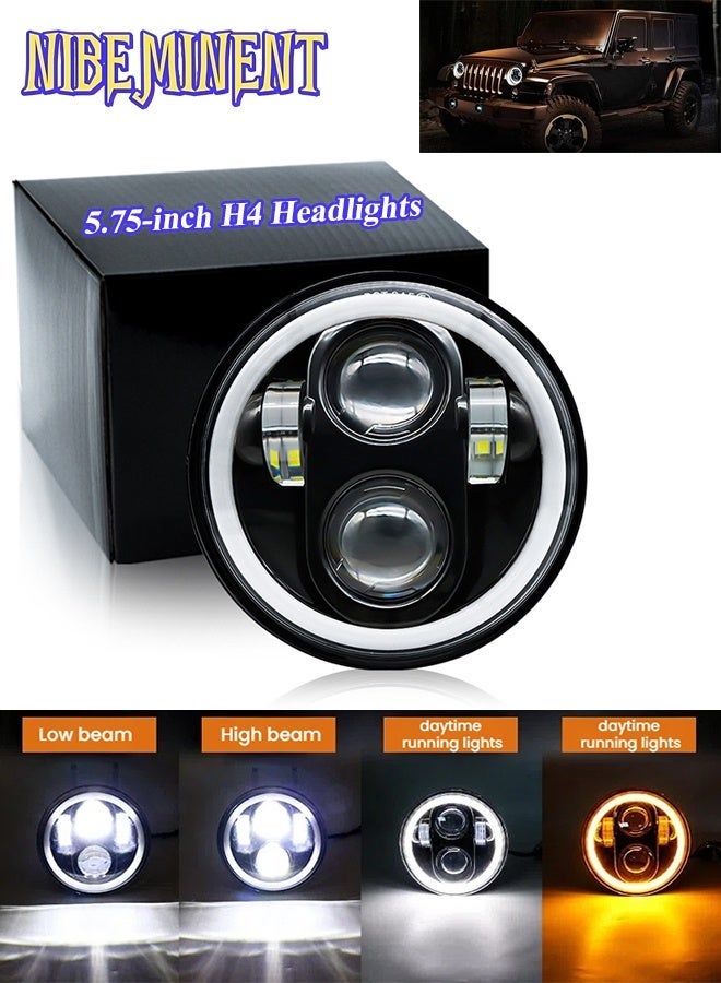نيبمينينت مصابيح LED دائرية بحجم 5.75 بوصة مع إشارات انعطاف ديناميكية من عين الملاك، معتمدة من SABER ومعيار ECE R90 ومعتمدة من DOT، وتعمل مع طرازات هارلي-ديفيدسون 883/1200/X48/Dina وJeep Wrangler TJ/CJ، IP67 مقاومة للماء ومقاومة للغبار، تصدر شعاعا أبيض بارد عالي السطوع منخفض سطوع 6500K، مناسب للسوق السعودية. - Image 1