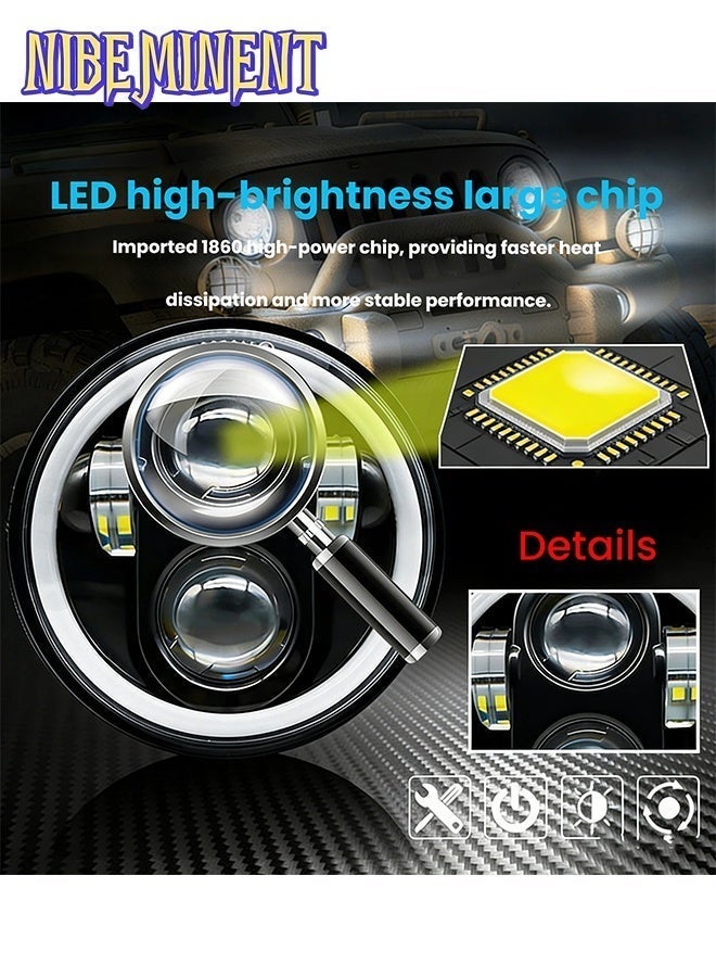 نيبمينينت مصابيح LED دائرية بحجم 5.75 بوصة مع إشارات انعطاف ديناميكية من عين الملاك، معتمدة من SABER ومعيار ECE R90 ومعتمدة من DOT، وتعمل مع طرازات هارلي-ديفيدسون 883/1200/X48/Dina وJeep Wrangler TJ/CJ، IP67 مقاومة للماء ومقاومة للغبار، تصدر شعاعا أبيض بارد عالي السطوع منخفض سطوع 6500K، مناسب للسوق السعودية. - Image 5