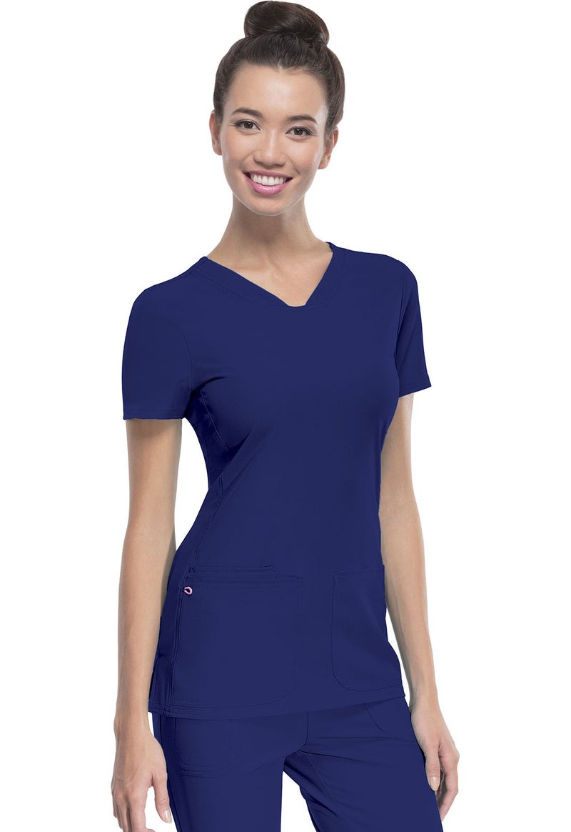 HeartSoul Women's Pitter-Pat V-Neck Scrubs Shirt, Galaxy Blue, Large - Image 4