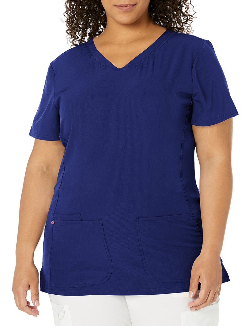 HeartSoul Women's Pitter-Pat V-Neck Scrubs Shirt, Galaxy Blue, Large - Image 1