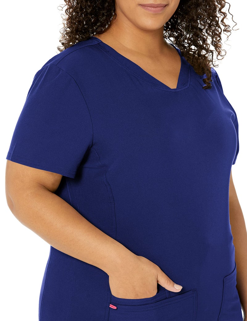 HeartSoul Women's Pitter-Pat V-Neck Scrubs Shirt, Galaxy Blue, Large - Image 3