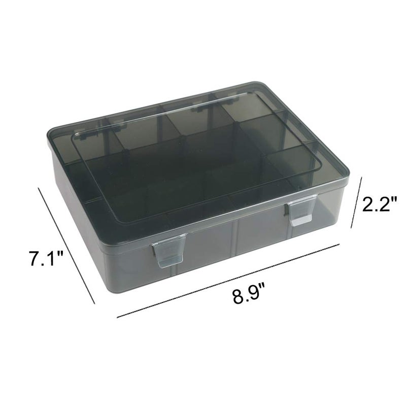Vidifor 12 Girds Large Plastic Craft Storage Containers, Compartment Storage Container, Parts Storage Box with Adjustable Dividers for Sewing Arts, Washi Tape Batteries Electronics Parts and more - Image 3