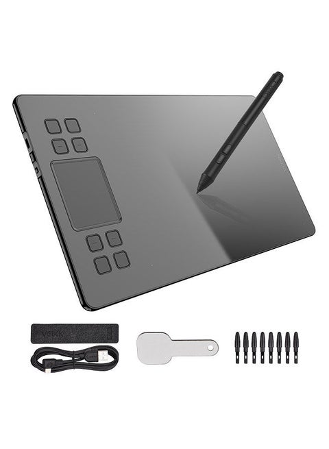 A50 Graphics Drawing Tablet 10 x 6 Inch Large Active Area 8 Express Keys & Gesture Touch-Pad 8192 Levels Pressure Art Graphics Tablet with Battery-free Stylus 8 Pen Nibs