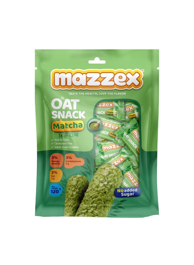 Mazzex Oat Snack Matcha 120g Pack of 2 (12 Bars Each) | Sugar-Free & Low-Calorie Matcha | Whole Grain Oat Bars, Oat Choco | Green Tea Flavor | Healthy Snack for Kids & Adults - Image 2