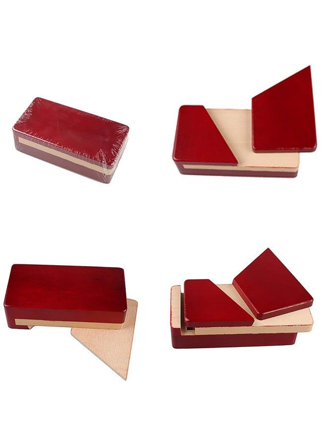 Ahyuan حامل بطاقة هدايا لغز هدية صندوق كبير سر فتح مستحيل صندوق لغز يدوي 3D لعبة ذهنية سحرية صندوق خشبي غامض صندوق هدايا مكعب لعبة صندوق IQ من أهيون (أحمر) - Image 4