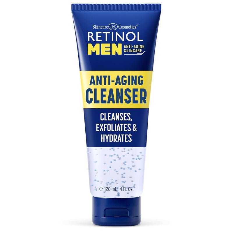 Retinol Mens Gel Cleanser  Gently exfoliates skin for improved texture and radiance and Removes impurities trapped in your pores