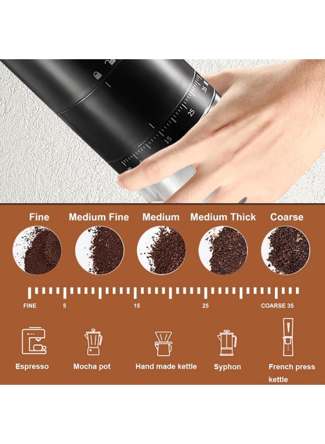 XiuWoo Portable Electric Coffee Grinder, 38 Adjustable Grind Settings, USB Rechargeable Ceramic Conical Burr Mill for Espresso, French Press, Travel, Camping, Home & Office - Image 4