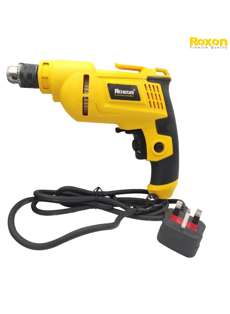 روكسون مثقاب كهربائي Roxon بقوة 400 واط – مثقاب سلكي عالي السرعة مزود بظرف 6.5 مم، ووظيفة الدوران العكسي، ومقبض مريح، وخاصية التحكم في السرعة المتغيرة؛ يعمل بجهد 220/240 فولت، ويُعد خياراً مثالياً لمشاريع الأعمال اليدوية، وأعمال النجارة، وإصلاحات المنزل. - Image 2