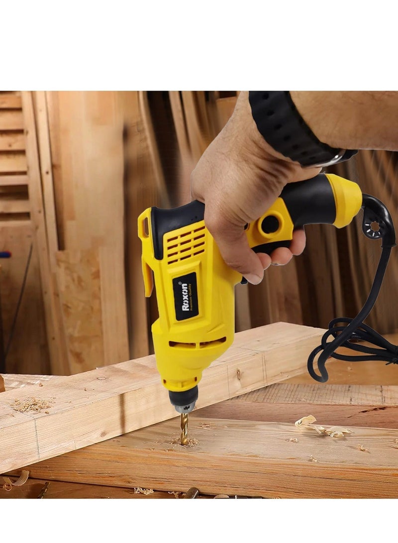 روكسون مثقاب كهربائي Roxon بقوة 400 واط – مثقاب سلكي عالي السرعة مزود بظرف 6.5 مم، ووظيفة الدوران العكسي، ومقبض مريح، وخاصية التحكم في السرعة المتغيرة؛ يعمل بجهد 220/240 فولت، ويُعد خياراً مثالياً لمشاريع الأعمال اليدوية، وأعمال النجارة، وإصلاحات المنزل. - Image 3