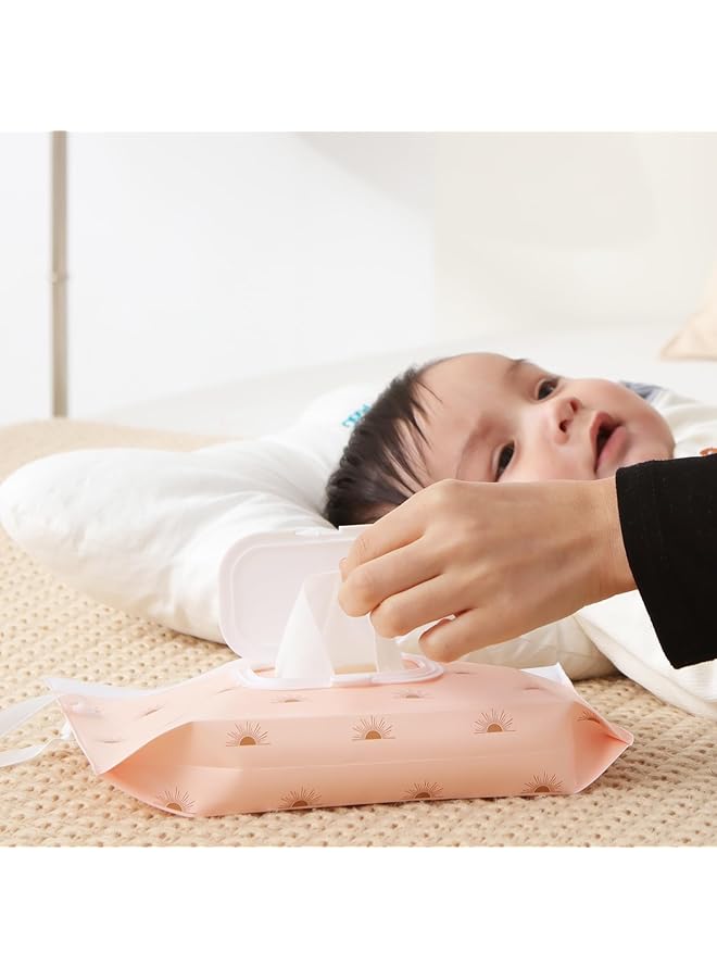 erorex Baby Wipe Dispenser 4 Pack Portable Refillable Wipe Pouch Keeps Wipes Fresh Reusable Wet Wipe Pouch  - Image 3