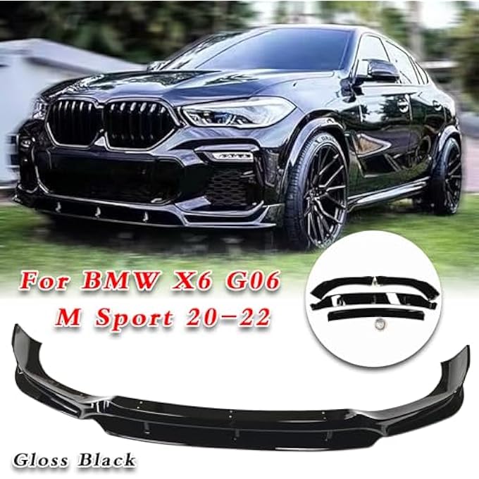 AUSMILA Front Bumper Spoiler for BMW 2020-2023 X6 G06 M Sport Glossy Black - Image 3