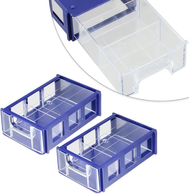 Stackable Translucent Plastic Storage Box With Drawers For Screws Hardware Parts Wall Mountable Tool Organizer 2PCS - Image 5