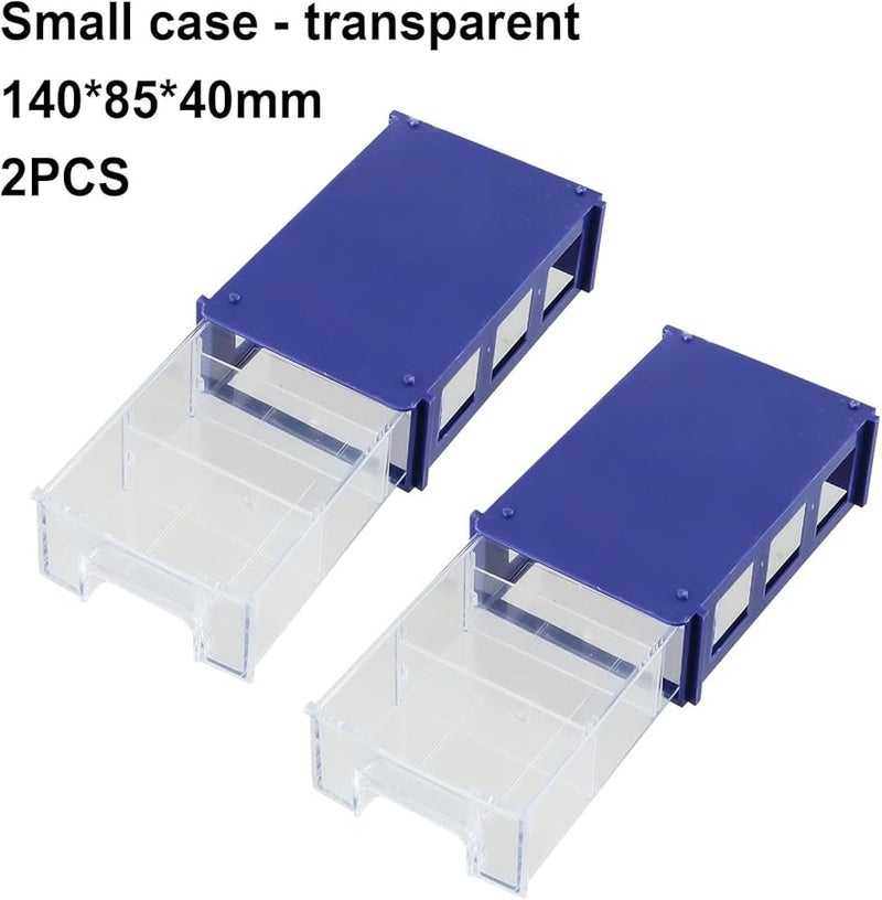 Stackable Translucent Plastic Storage Box With Drawers For Screws Hardware Parts Wall Mountable Tool Organizer 2PCS - Image 4