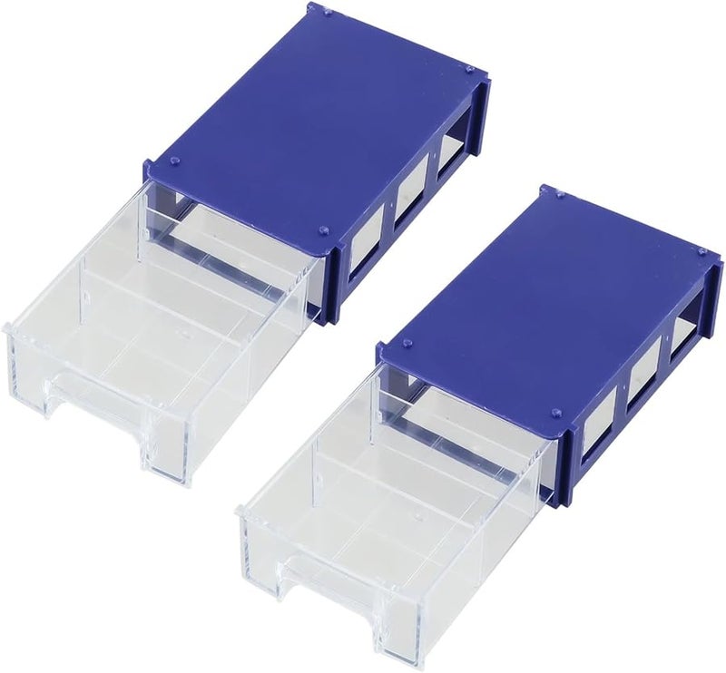 Stackable Translucent Plastic Storage Box With Drawers For Screws Hardware Parts Wall Mountable Tool Organizer 2PCS - Image 1