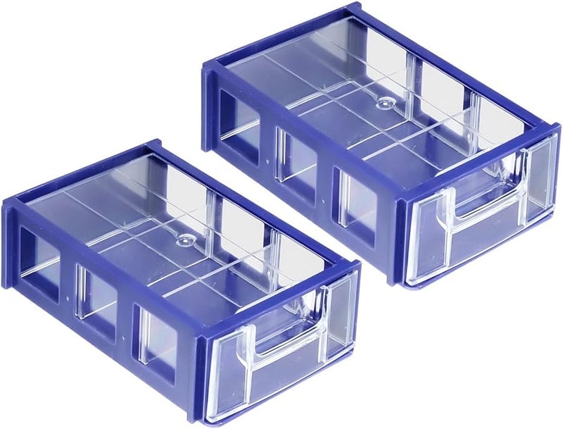 Stackable Translucent Plastic Storage Box With Drawers For Screws Hardware Parts Wall Mountable Tool Organizer 2PCS - Image 3