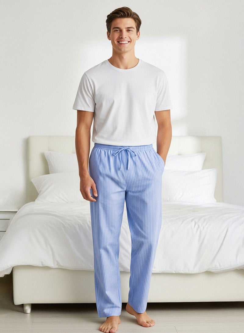 trendyol Ecru - Blue Regular Fit Top Knitted Bottom Woven Pajama Set Tmnss25Pt00057 - Image 2