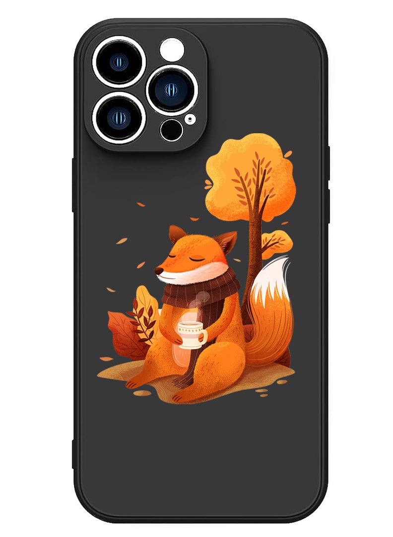 Theodor Protective Slim Fit Case Liquid Silicone Cover with Full Body Protection Anti-Scratch Shockproof Case For iPhone 12 Pro Max Black  - Fox - Image 1