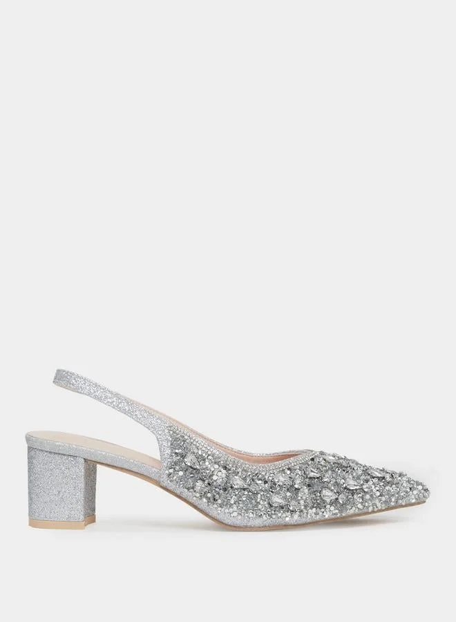 تايك تو صندل بمقدمة مدببة وتفاصيل جليتر