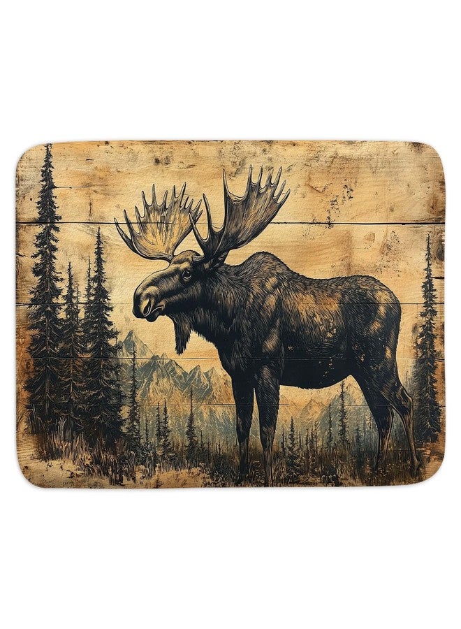 Wathon Wood Plank Style Moose in Pine Forest Bath Mat Rustic Woodcut Aesthetic Bath Rug Cabin Lodge Nature Lovers Bathroom Accessories Soft Non Slip Rug for Bathroom Bedroom Kitchen Outdoor Indoor 17X29IN - Image 2