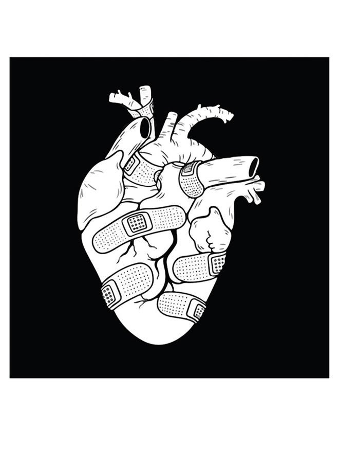 RYN Heart Themed Wall Art White/Black 30x30cm - Image 1